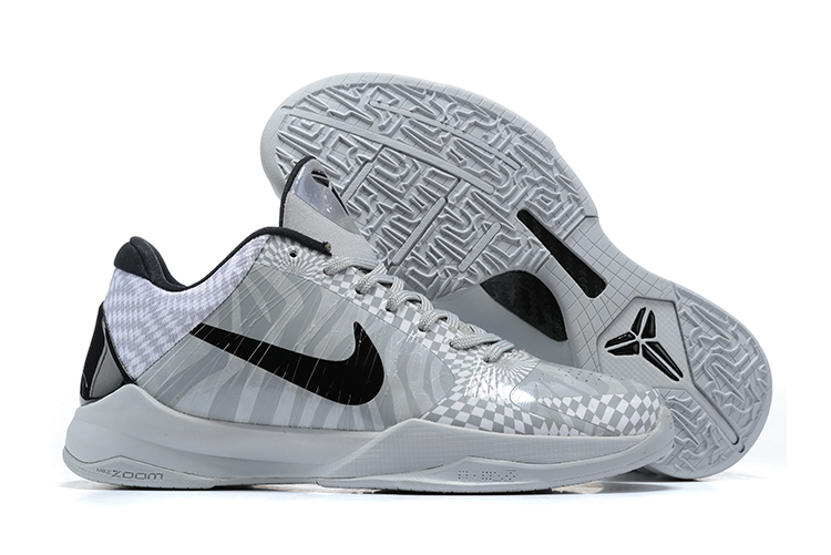 Classic Nike Kobe 5 Silver Grey Black Shoes